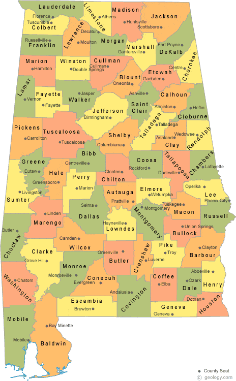 a map of the
          counties of Alabama